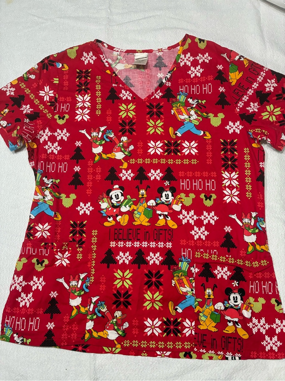 Disney Red Holiday Mickey & Friends V-Neck Tee